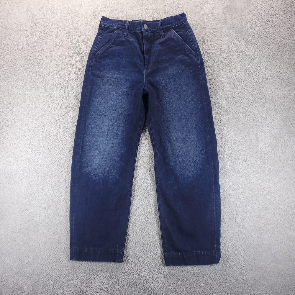 AE77 Jeans Womens 0 Blue Barrel High Rise Cropped Barrel Leg Organic Cotton